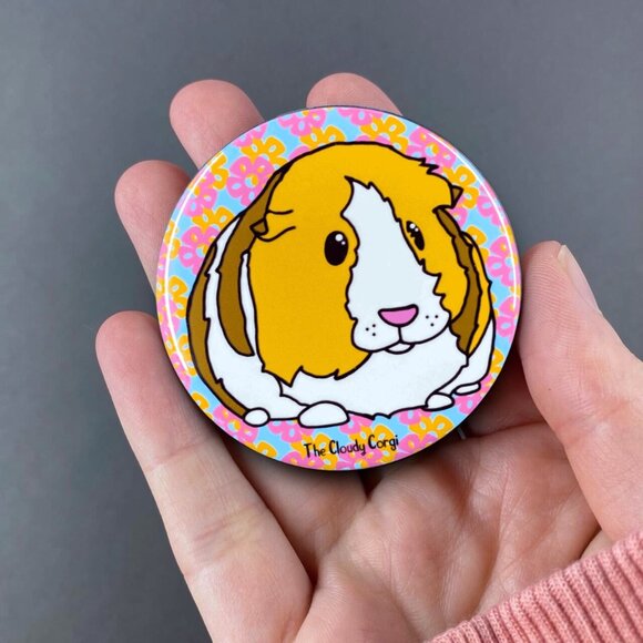 Tropical Guinea Pig Pinback Button, Magnet, Keychain, Bottle Opener or Ornament - Picture 2 of 12